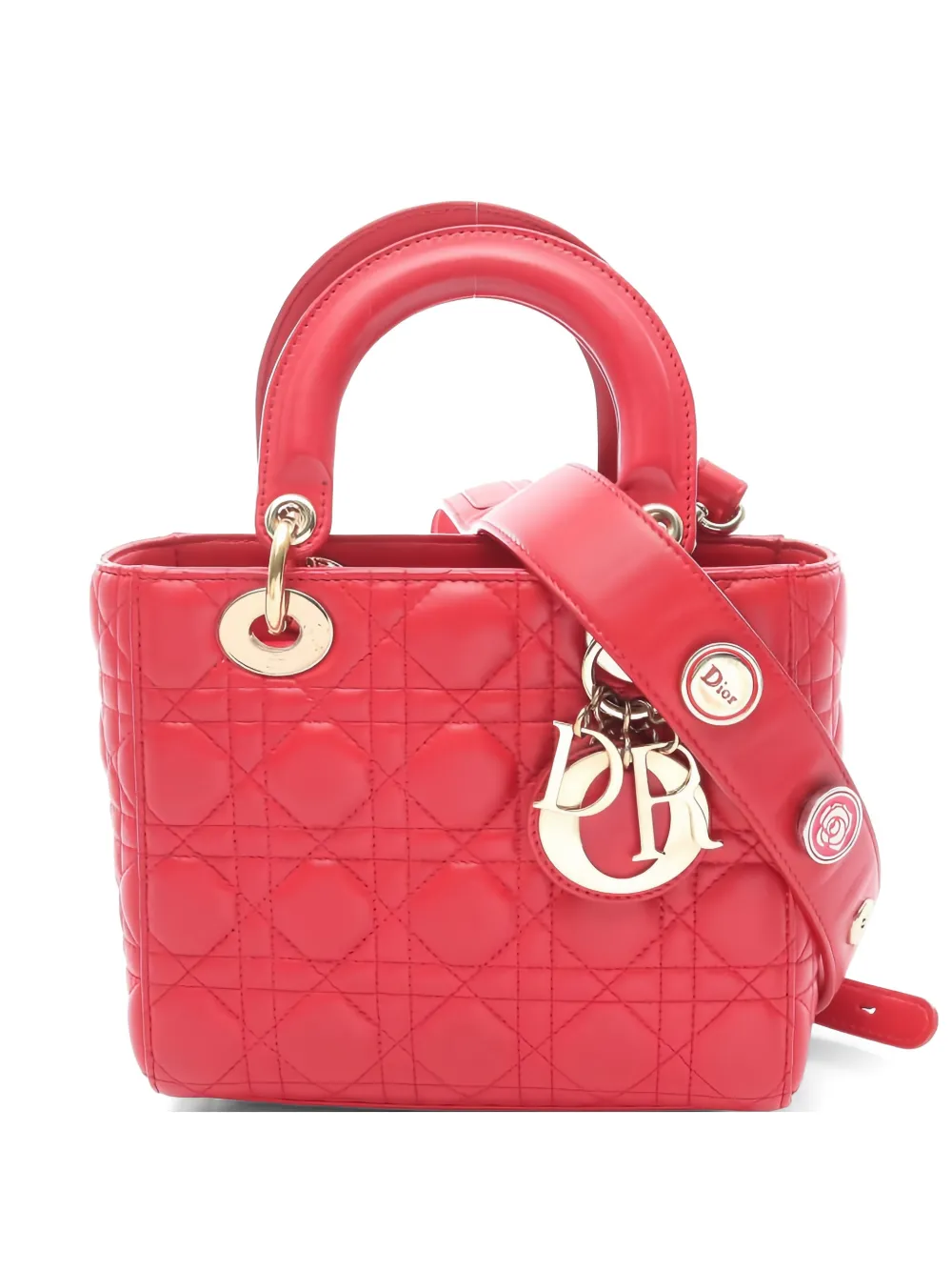 Christian Dior Pre-Owned 2010s Lady Dior Cannage mini bag - Rosso