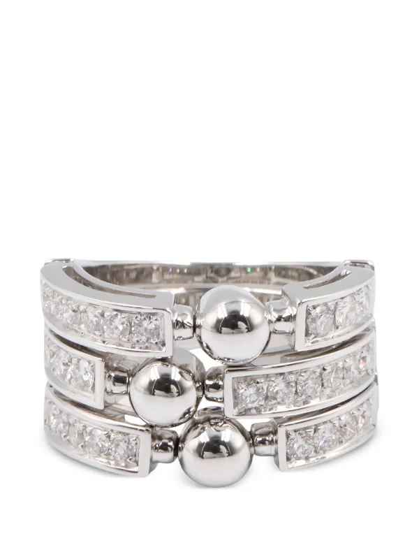 Bvlgari Pre-owned 2010s Allegra Triple Band Diamond Ring in Silver