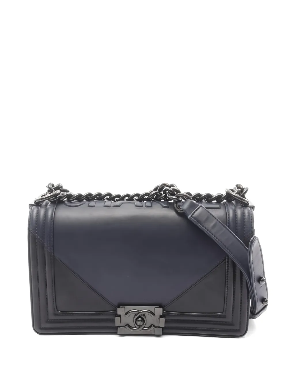 CHANEL Pre-Owned 2017-2018 Boy Chanel logo chain shoulder bag - Blu