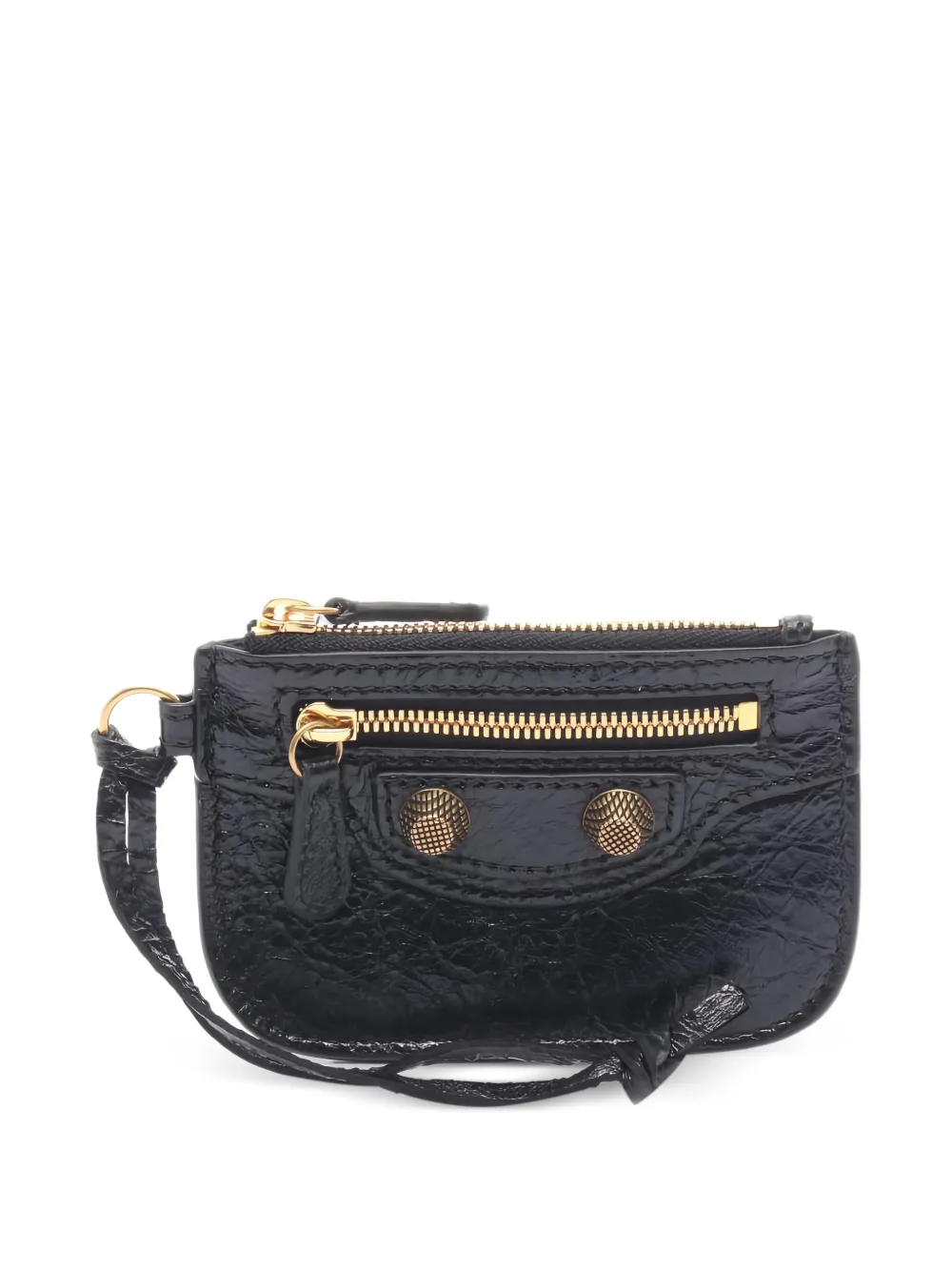 Balenciaga Pre-Owned 2010s Cagole studded leather coin purse - Nero