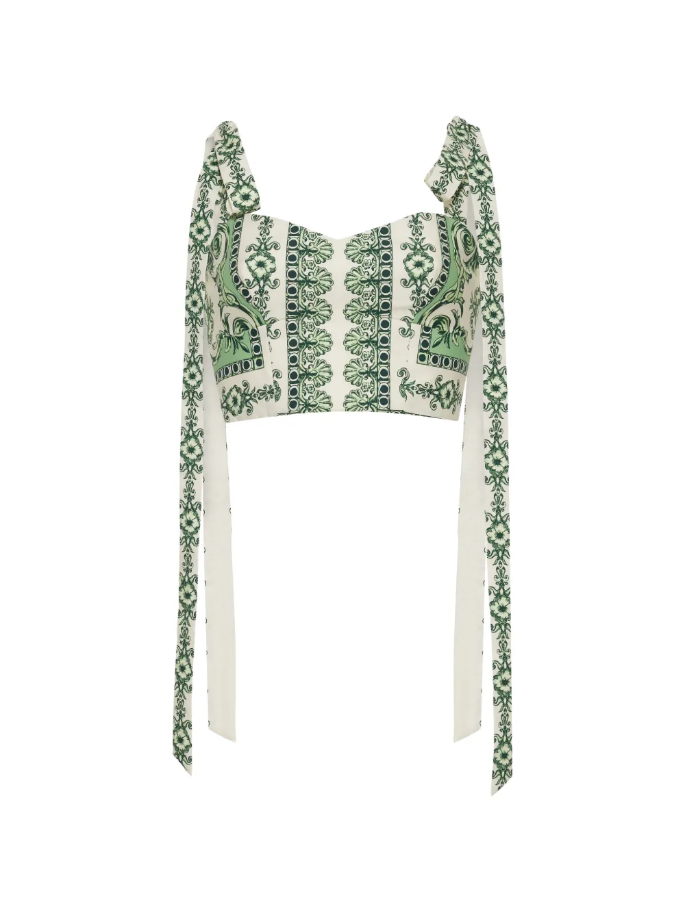 Cara Cara Faiza tie-straps floral-print cropped top - Toni neutri