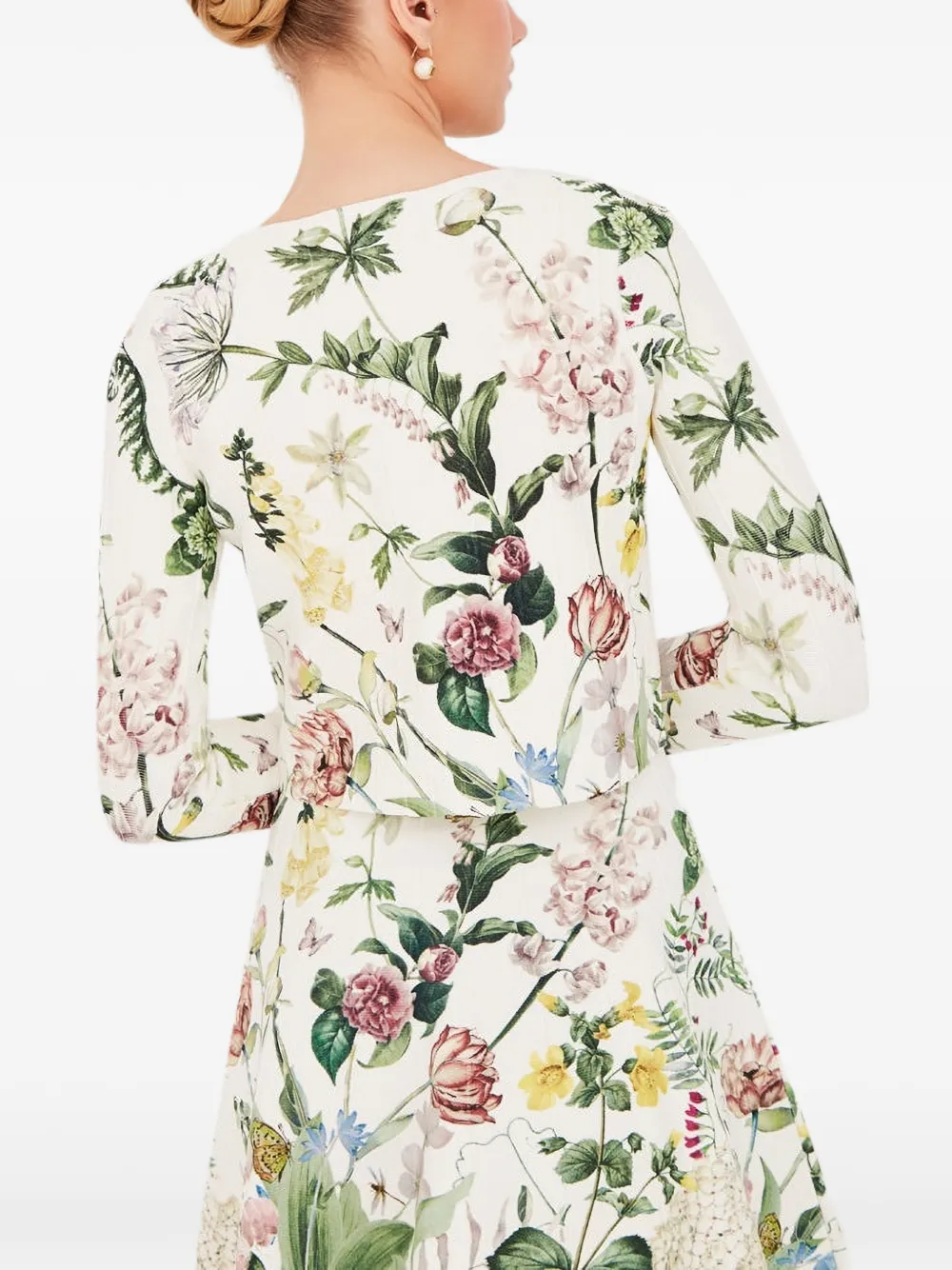  Cara Cara Rose Floral-pattern Cardigan - White 
