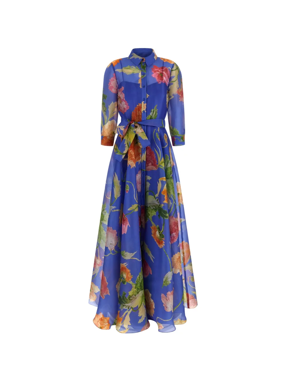 Carolina Herrera shirt poppy print dress - Blu