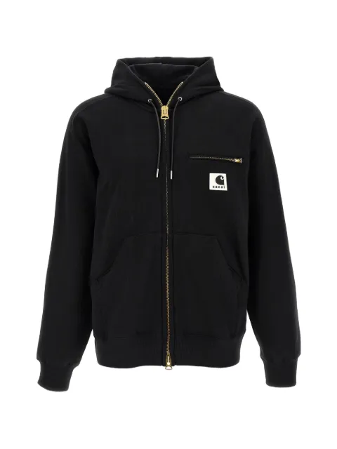 sacai x Carhartt WIP logo-patch zip-up hoodie