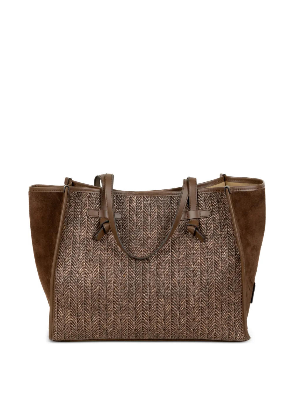GIANNI CHIARINI Marcella woven-panel tote bag - Marrone