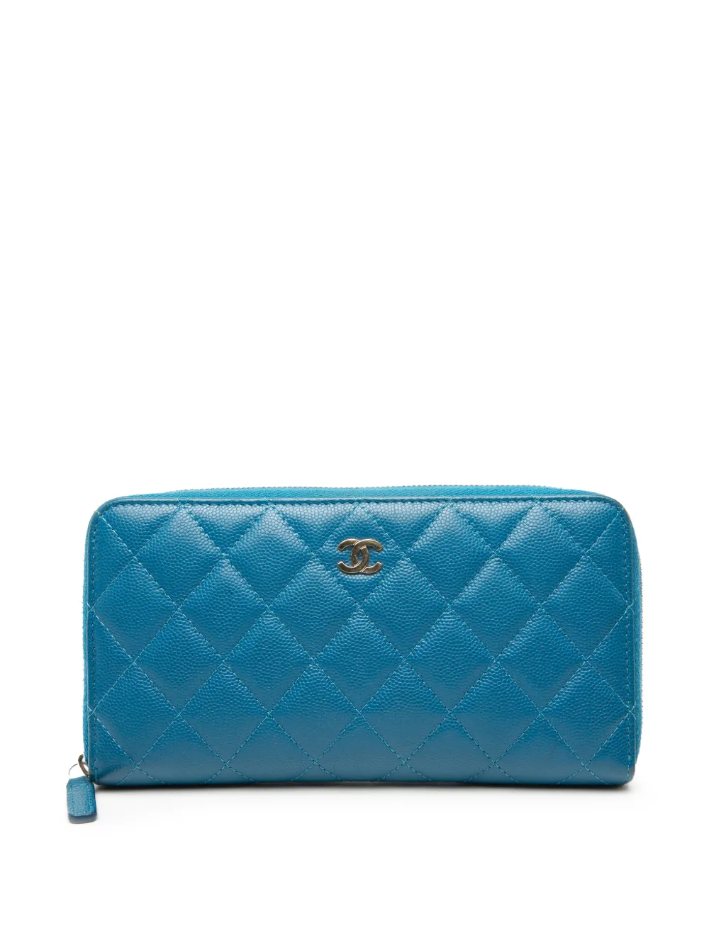 CHANEL Pre-Owned 2020 CC Quilted Caviar Zip Around Wallet long wallets - Blu
