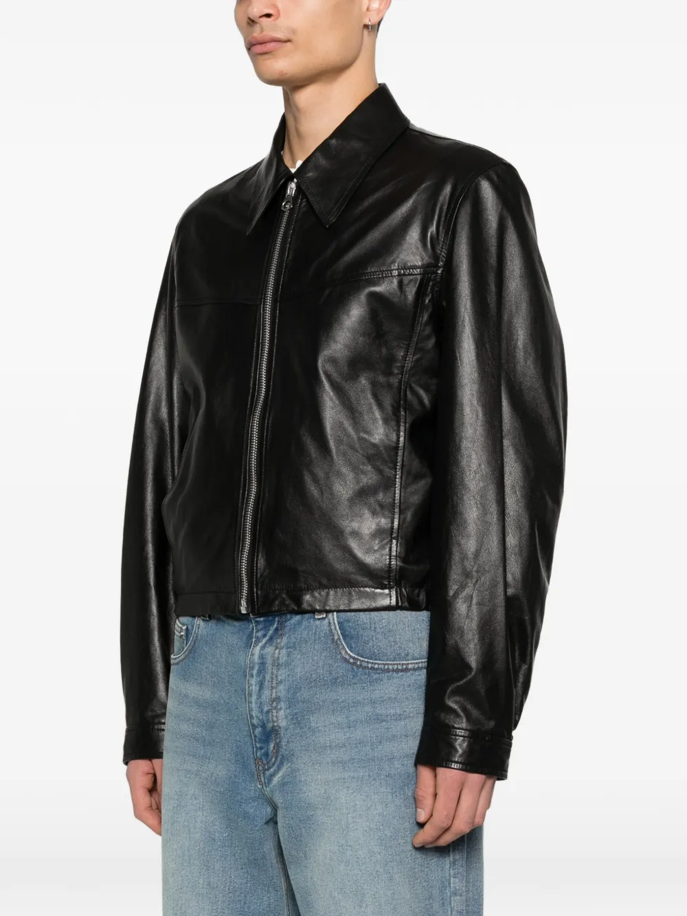  Lemaire Collared Zip-fastening Jacket - Black 