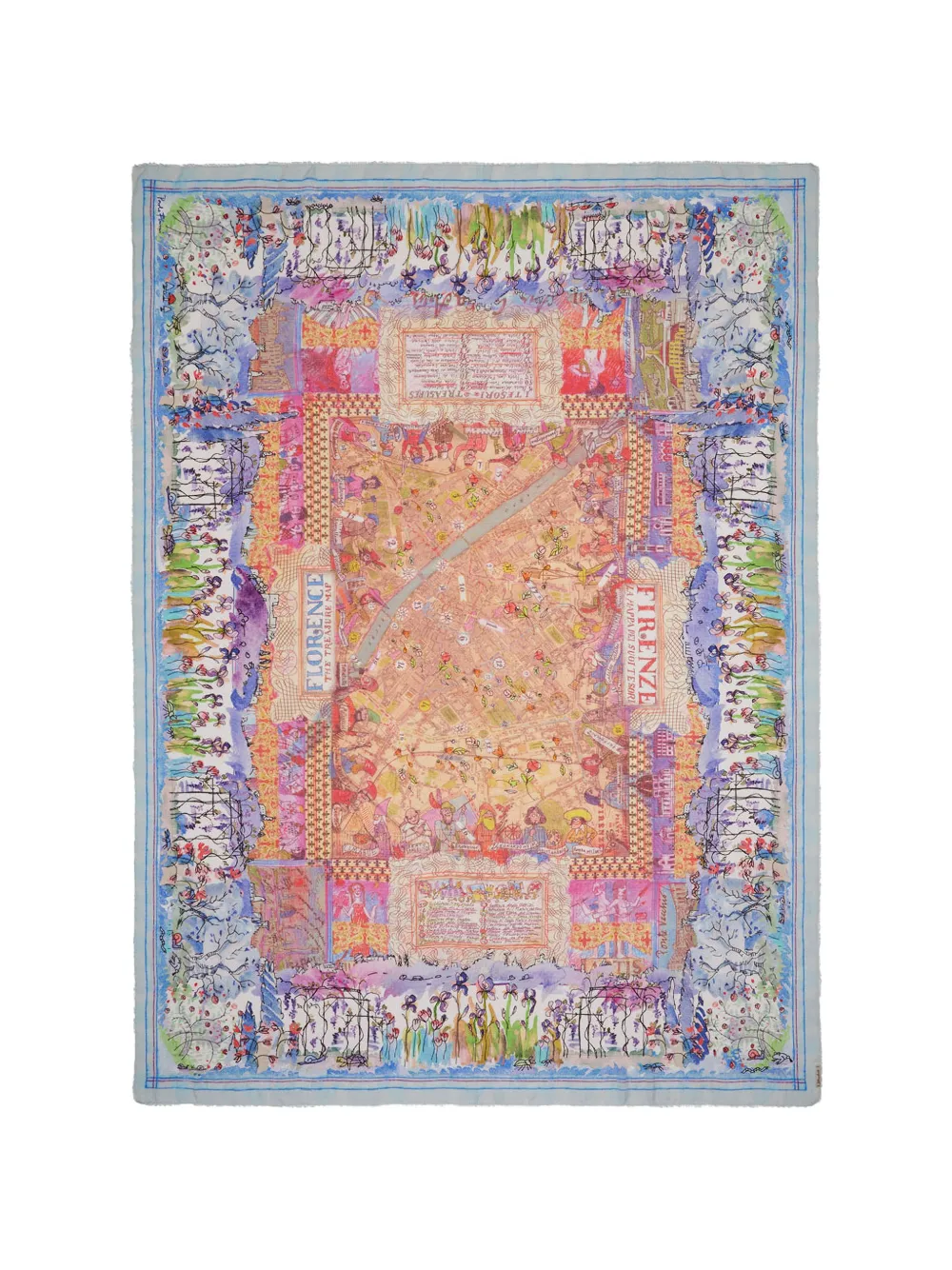 Faliero Sarti x Paolo Fiumi Florence Map scarf - Blu