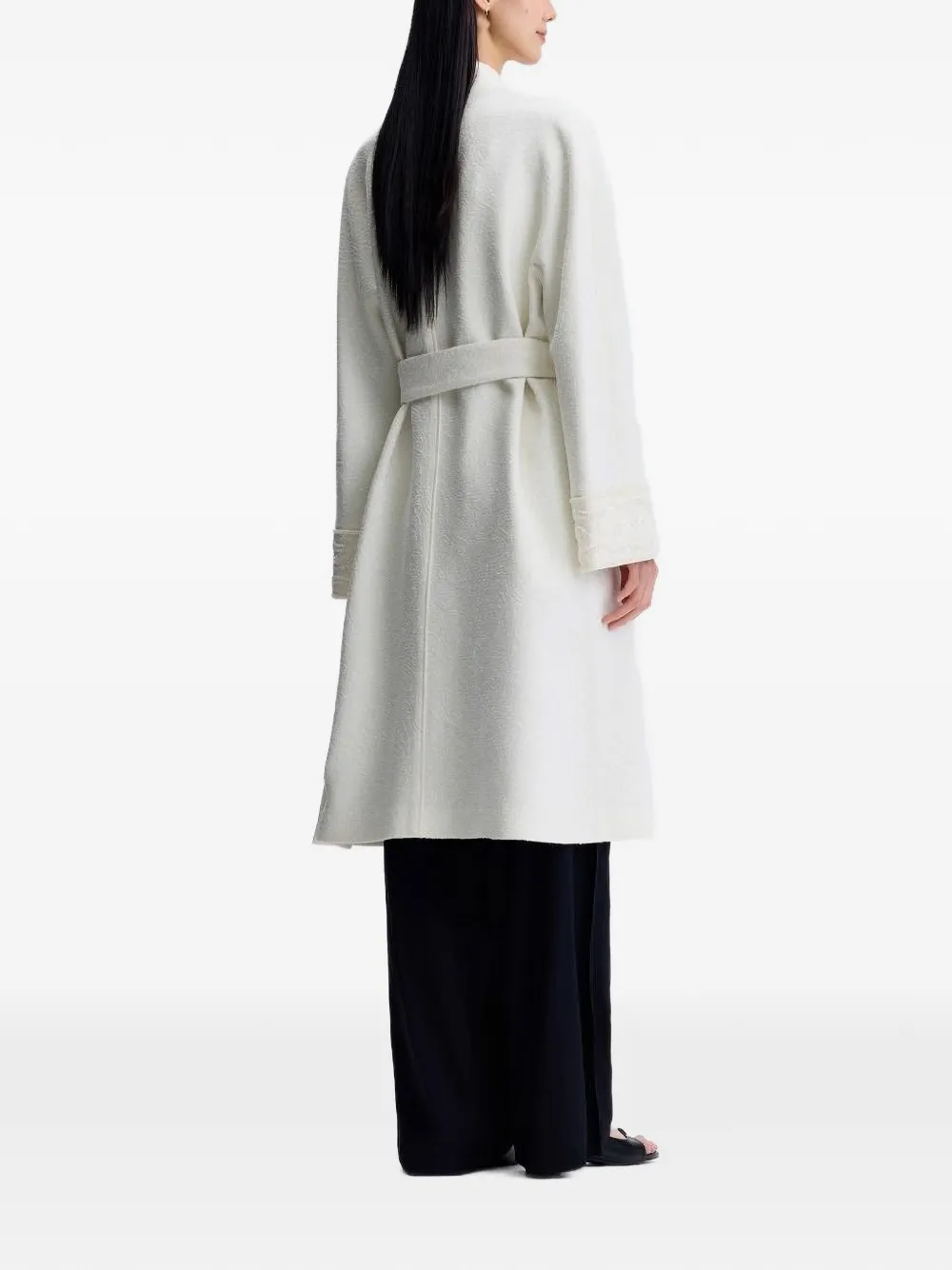  Shanghai Tang Embroidered Belted Coat - Neutrals 