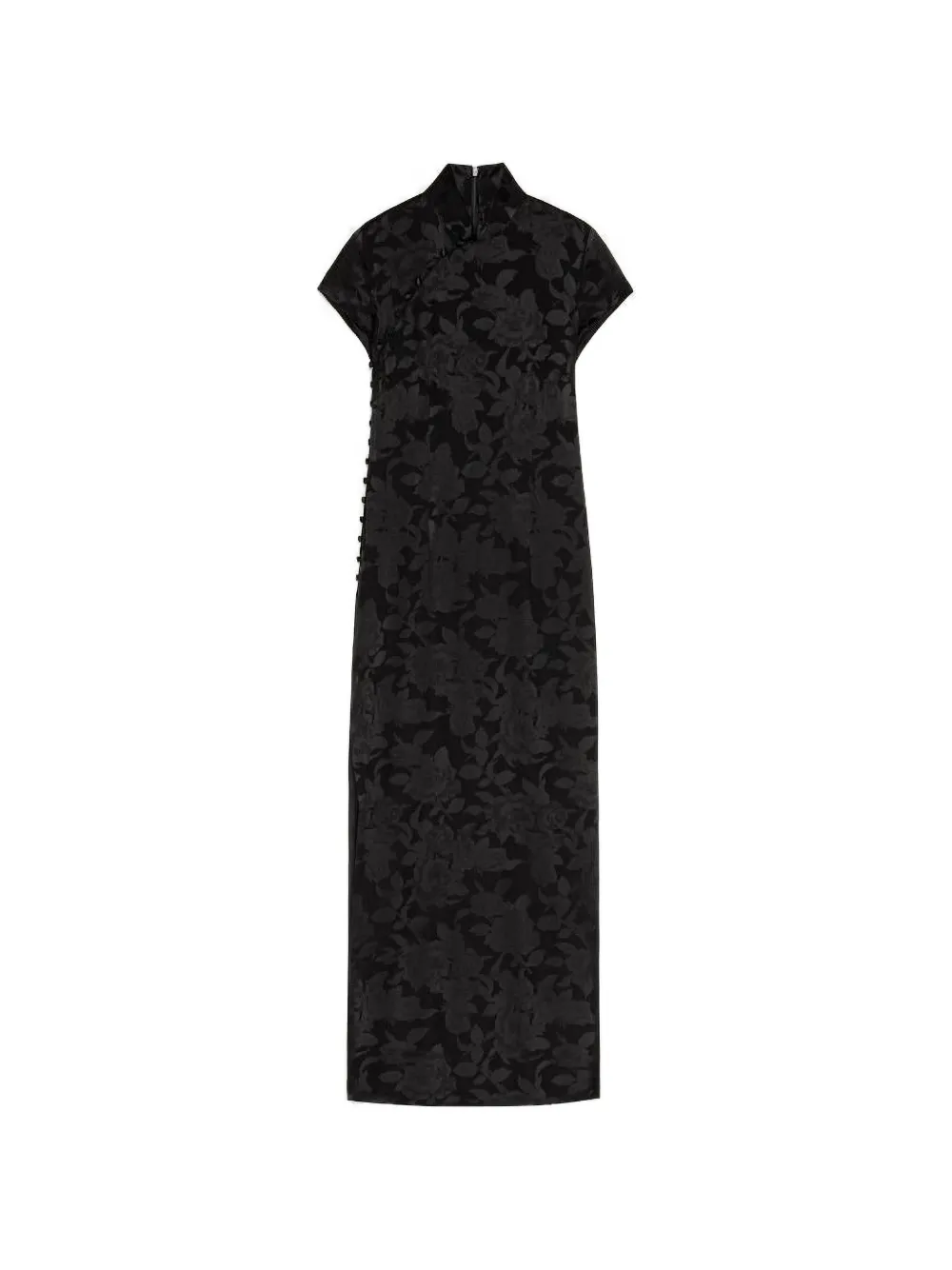 Shanghai Tang floral buttoned dress - Schwarz