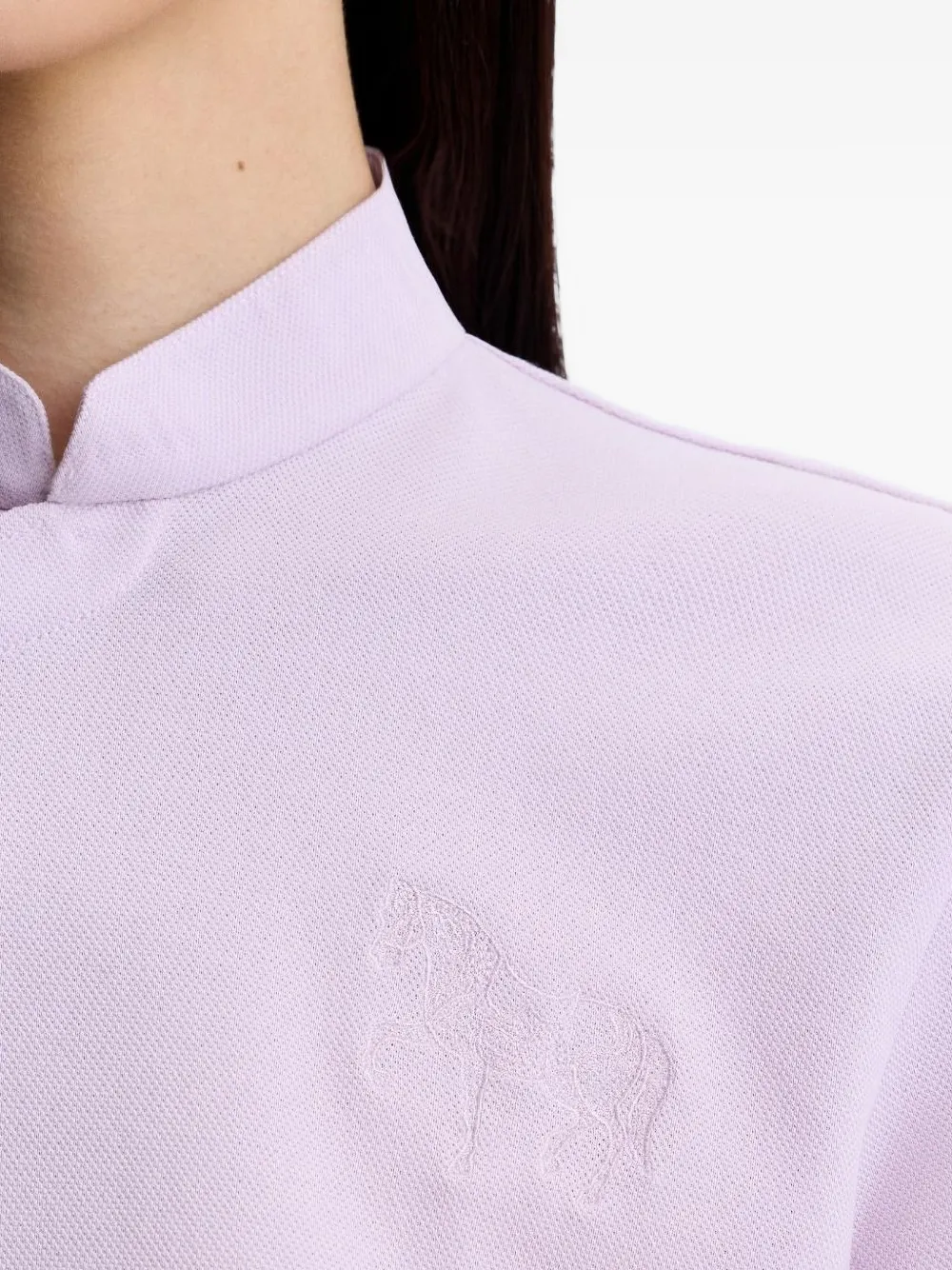Horse-Embroidered Polo Top