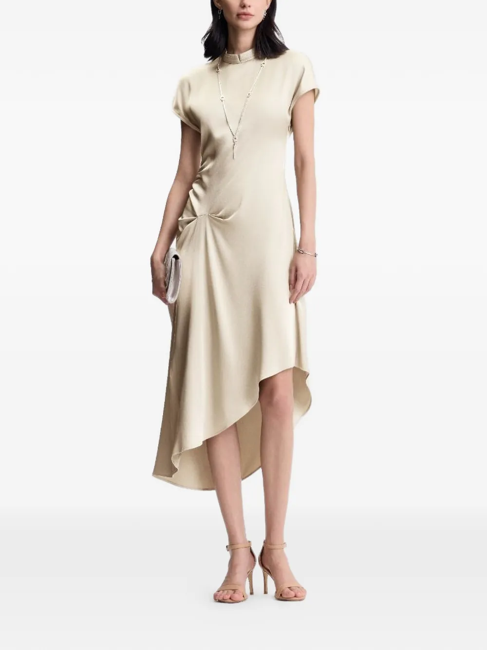 Shanghai Tang Asymmetrische jurk Beige