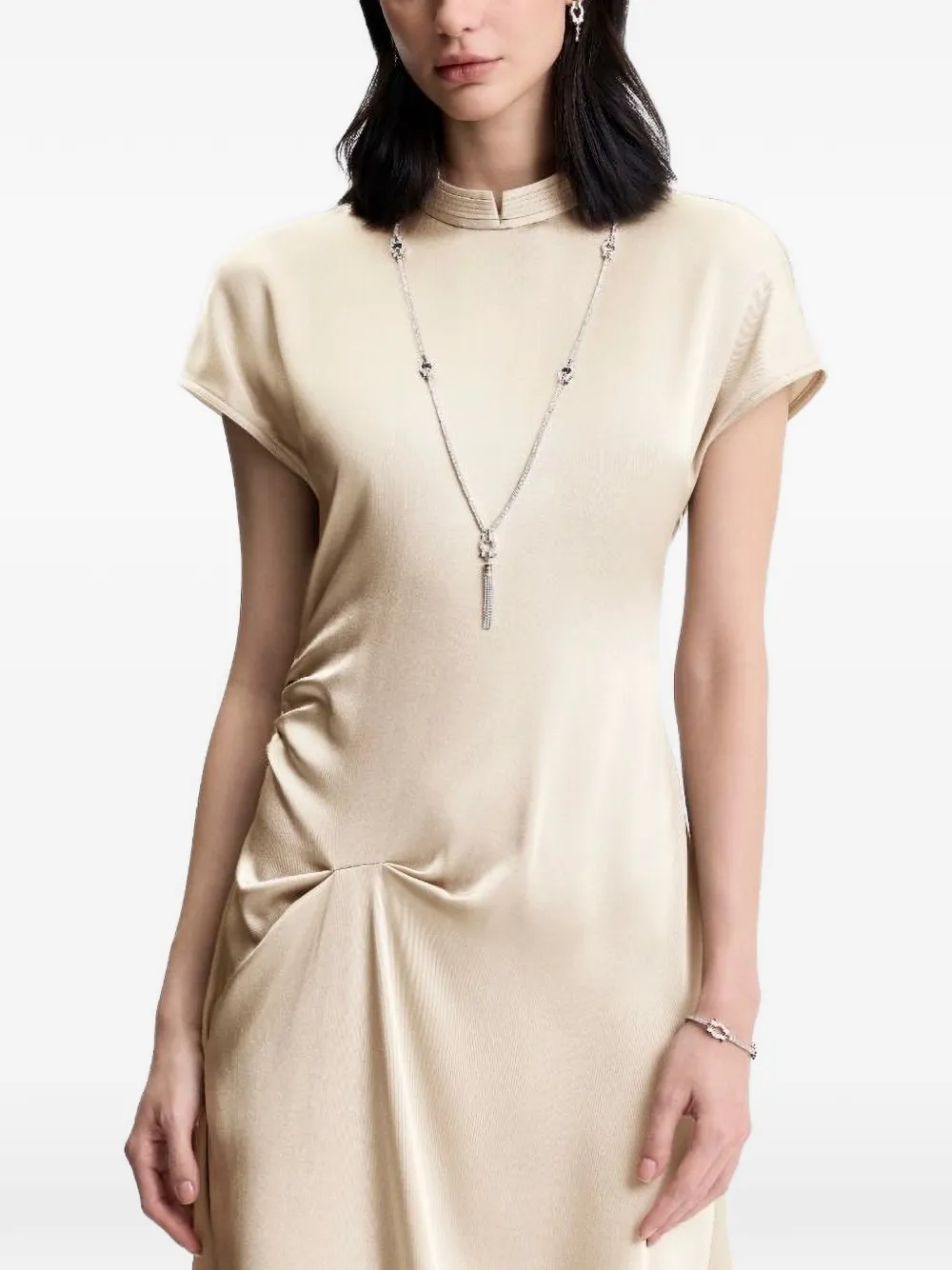 Shanghai Tang Asymmetrische jurk Beige