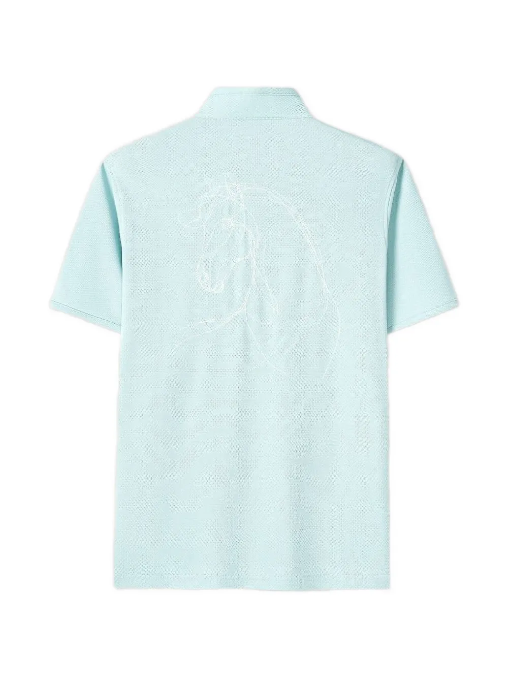 Horse-Motif Mandarin Polo Shirt