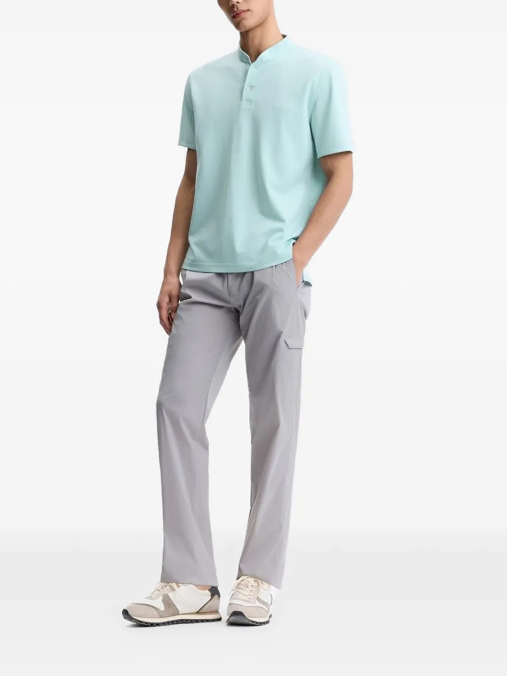 Shanghai Tang Mandarijns poloshirt met paardenpatroon Blauw