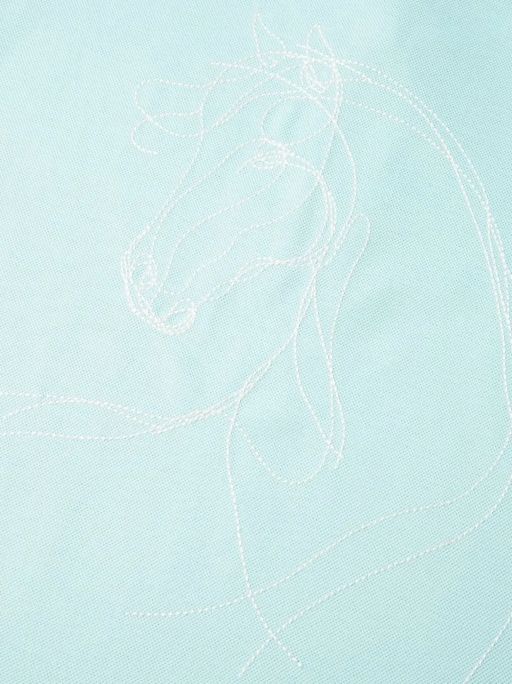 Horse-Motif Mandarin Polo Shirt