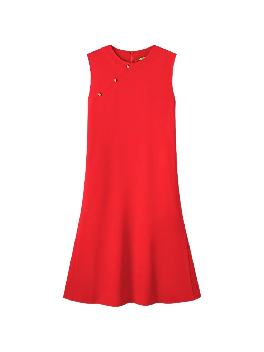 Shanghai Tang knot-button trapeze mini dress - Rosso