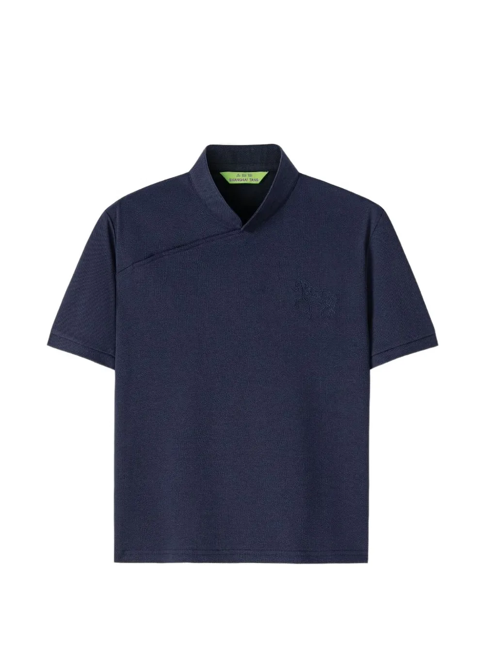 Shanghai Tang horse-detail polo top - Blu