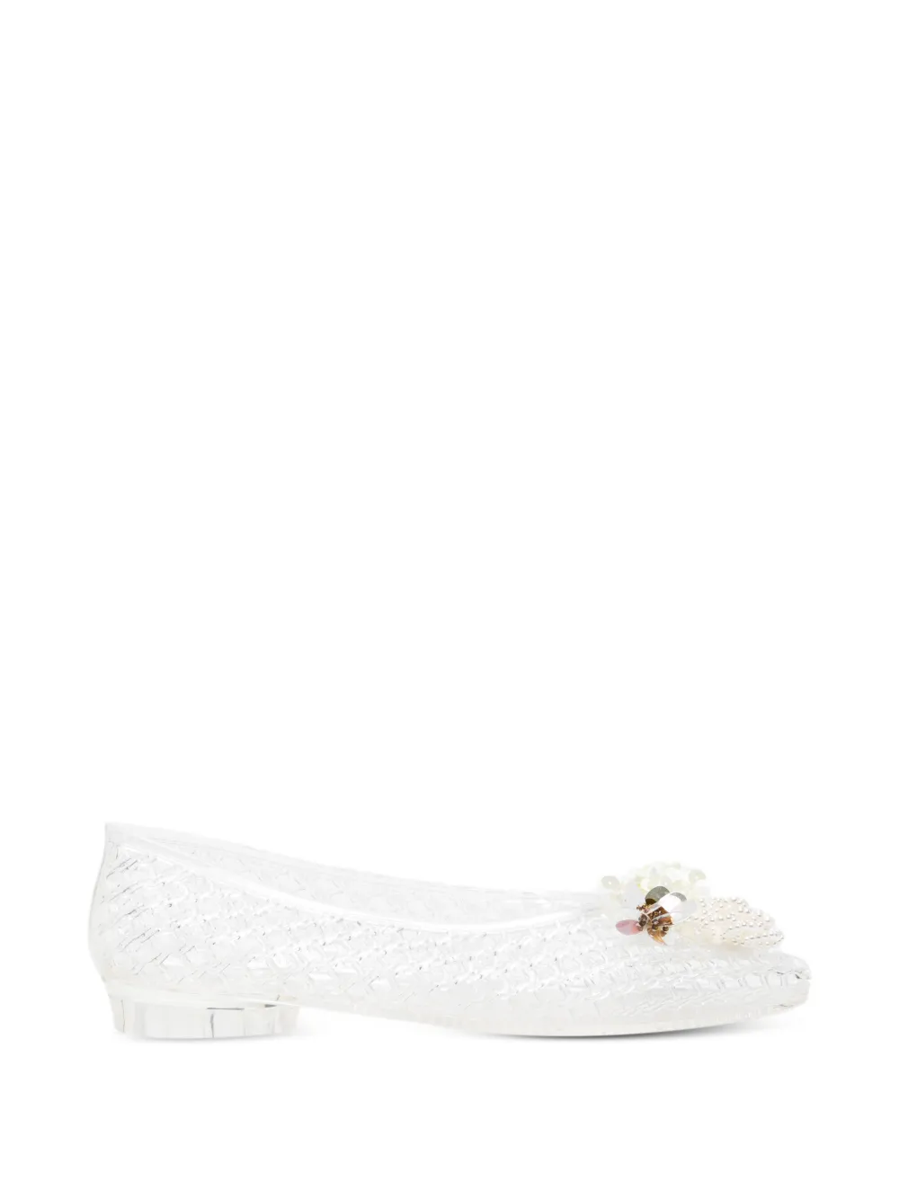 HEAVENLY JELLY floral appliqué ballet flats - Bianco