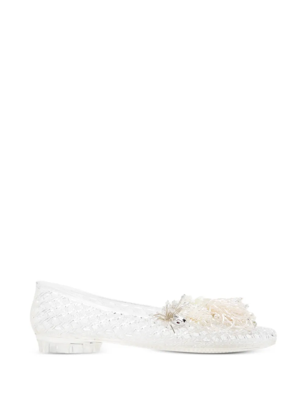 HEAVENLY JELLY floral embellished ballet flats - Bianco