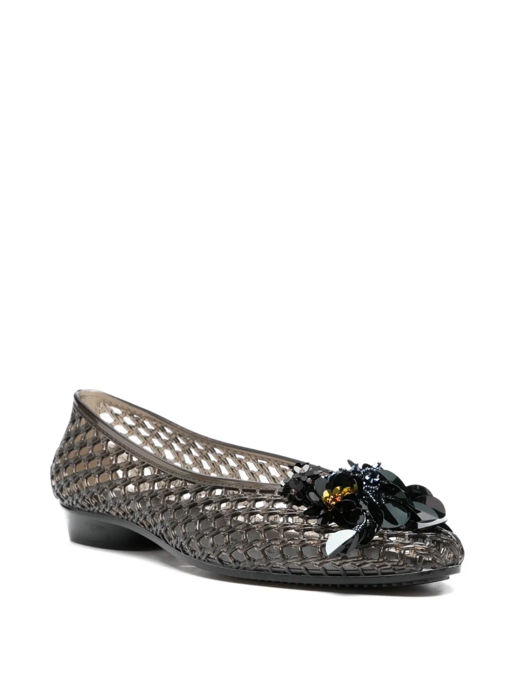 HEAVENLY JELLY Geweven ballerina's met bloemenprint Zwart