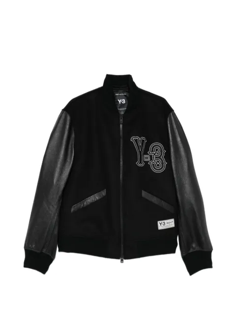 Y-3 leather-sleeve embroidered jacket