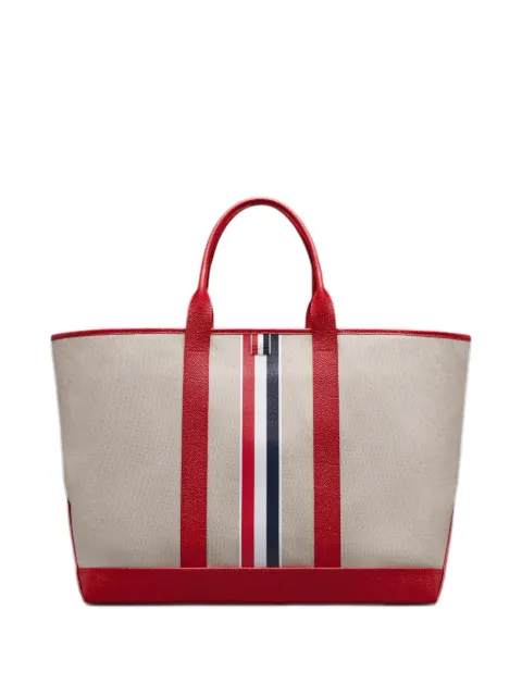 Thom Browne RWB stripe medium tool tote in salt and pepper cotton canvas