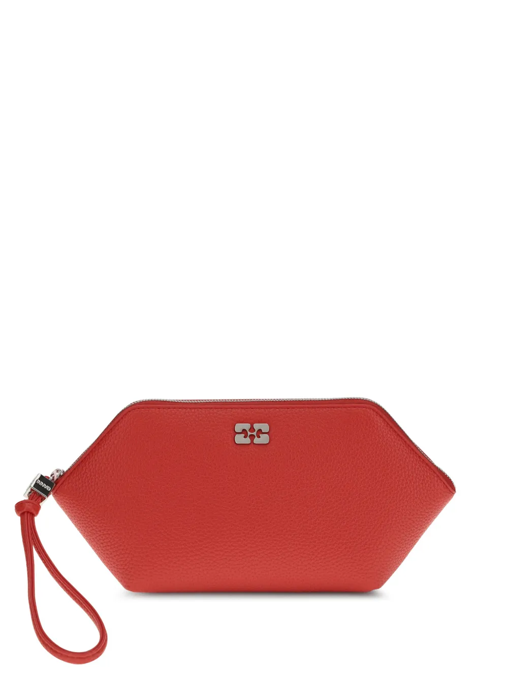 GANNI Bou grained logo makeup bag - Rosso
