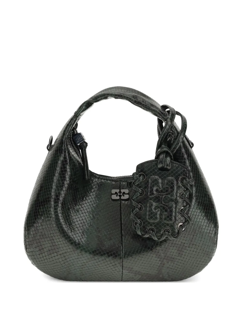GANNI mini snake-effect shoulder bag - Verde
