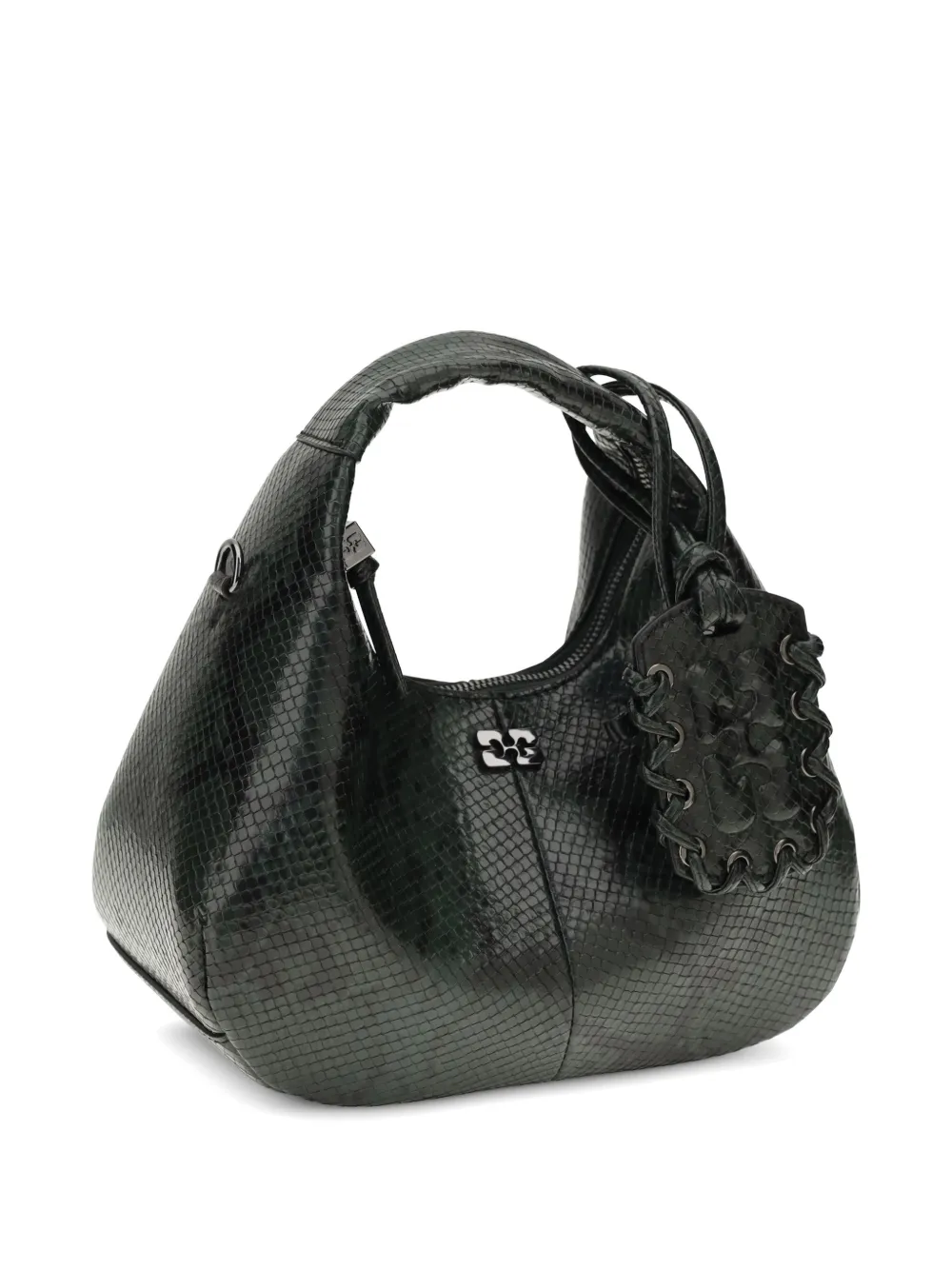  Ganni Mini Snake-effect Shoulder Bag - Green 