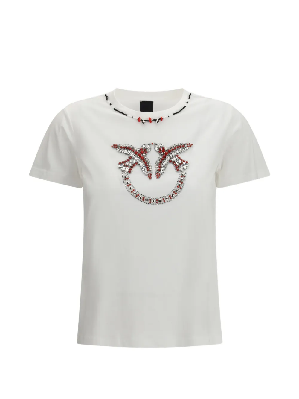 PINKO logo beaded T-shirt - Weiß
