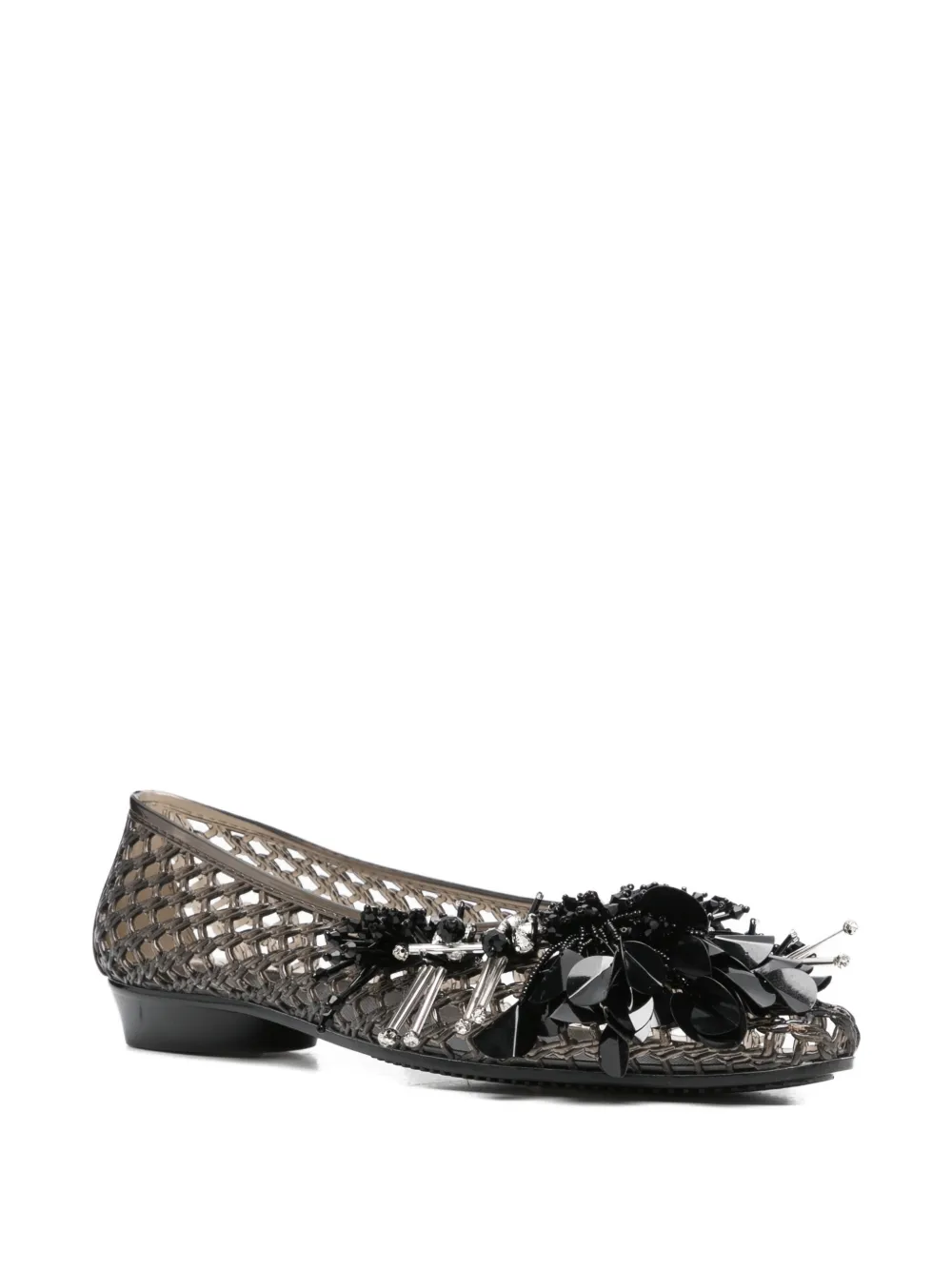 HEAVENLY JELLY Ballerina's verfraaid met bloemen Zwart