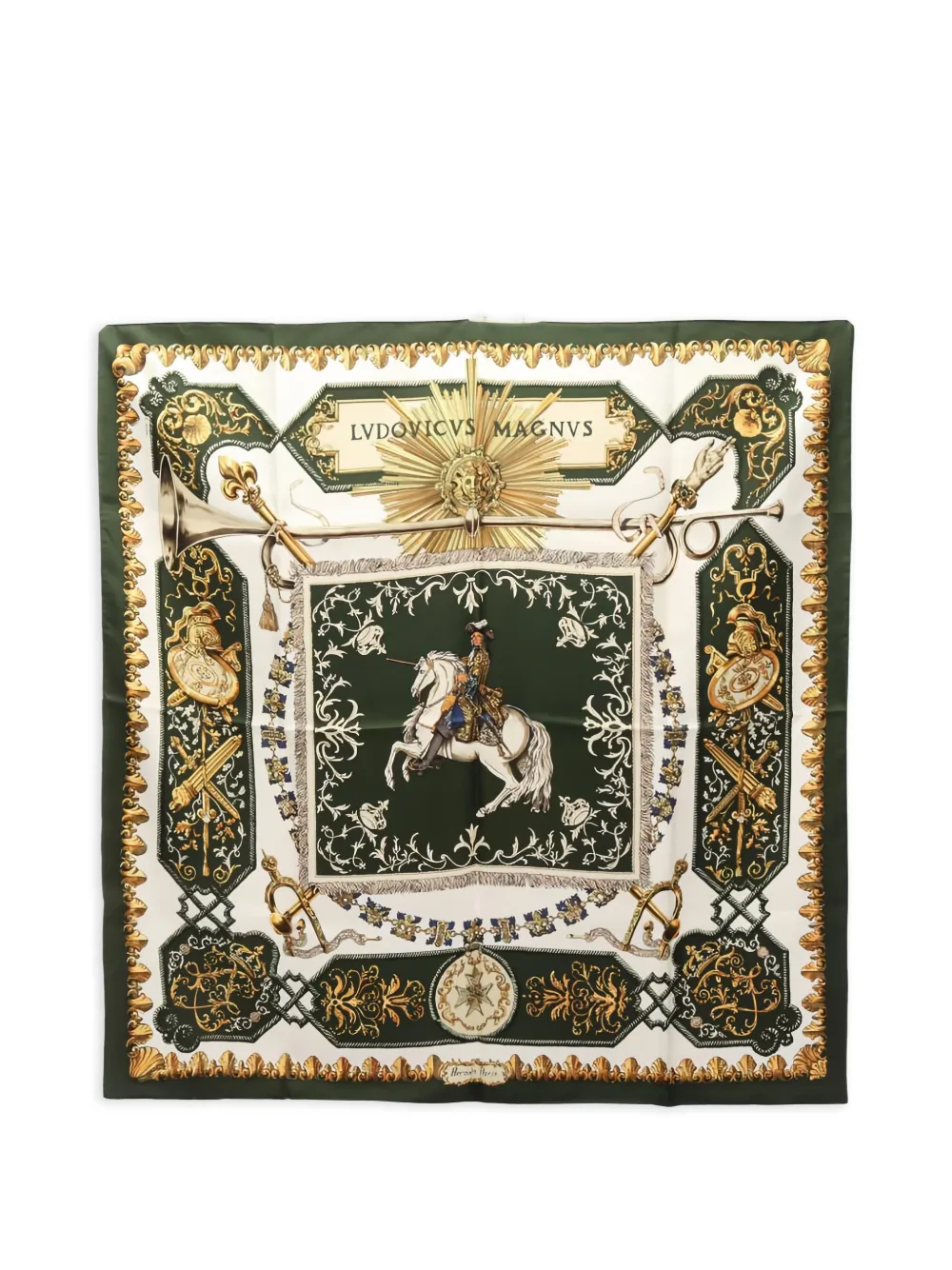 Hermès Pre-Owned 2010s LVDOVICVS MAGNVS silk scarf - Verde