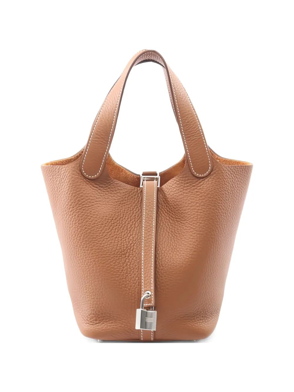 Hermès Pre-Owned 2024 PM Picotan Lock leather lock tote bag - Marrone