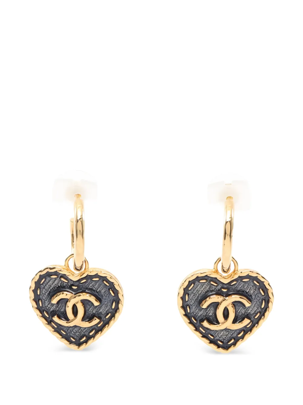 CHANEL Pre-Owned 1986 Coco Mark Heart Denim earrings - Oro