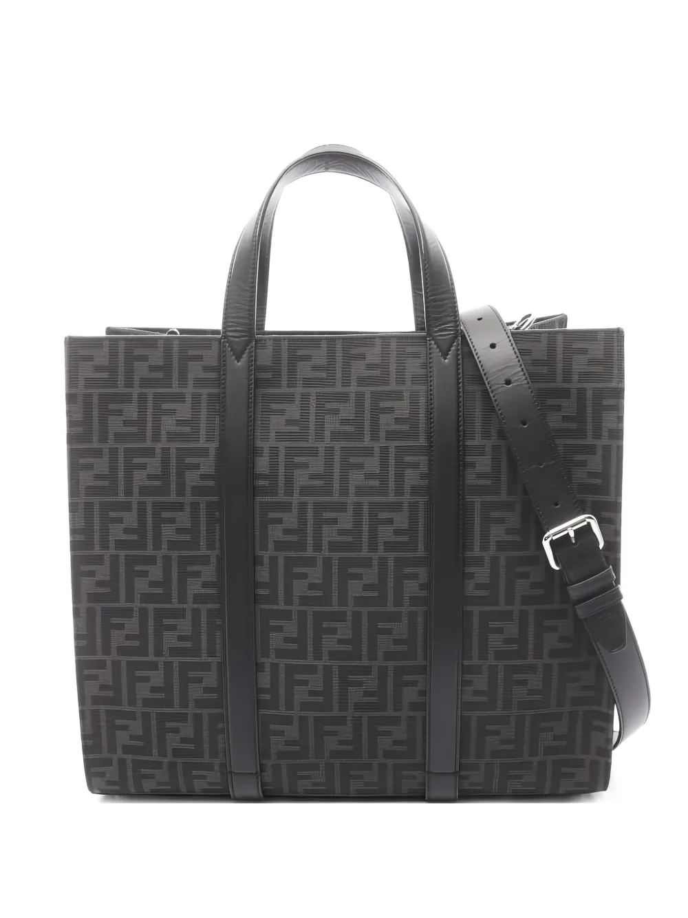 Fendi Pre-Owned 2010s FF Jacquard leather handbag - Nero
