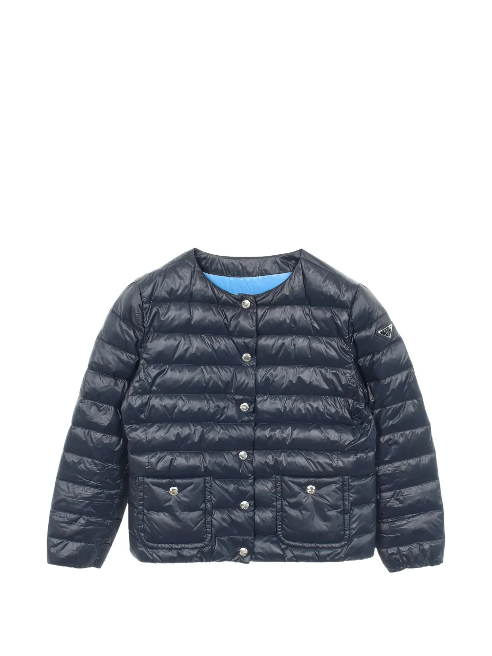 Pre-owned Prada 2000s Logo-plaque Padded Jacket In Blue