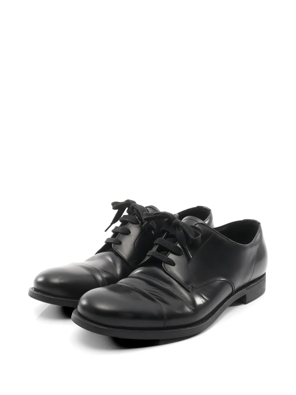 Pre-owned Prada 2000s Leather Derby Shoes In Black