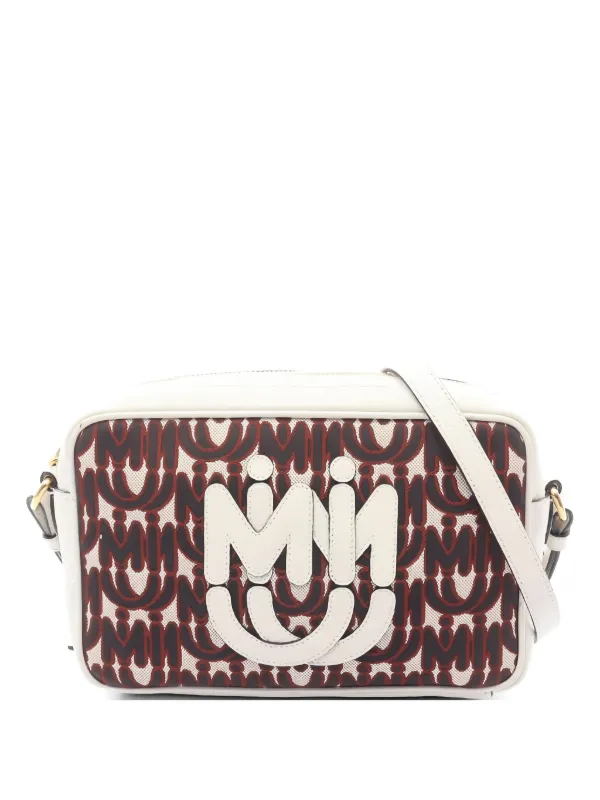 Miu Miu Pre-Owned 2000s Logo Jacquard Shoulder Bag | White | FARFETCH