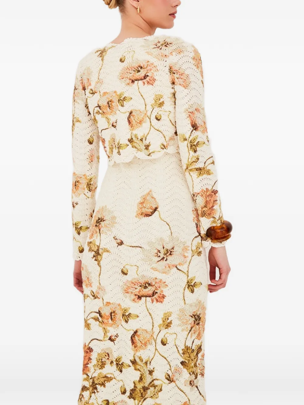 Cara Orel midi-jurk met bloemenprint Beige