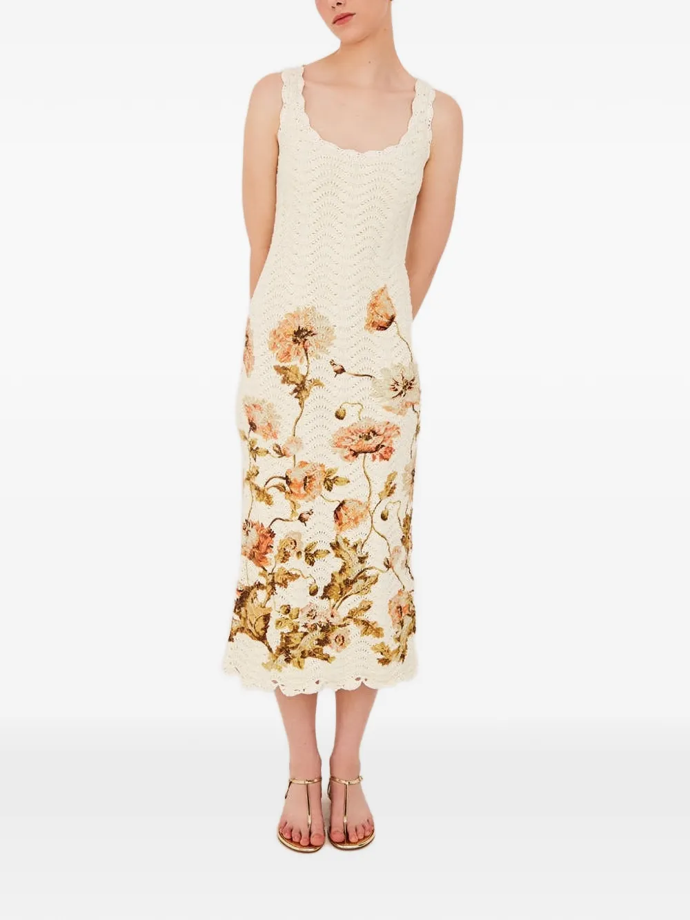 Cara Cara Orel floral-print midi dress - Toni neutri