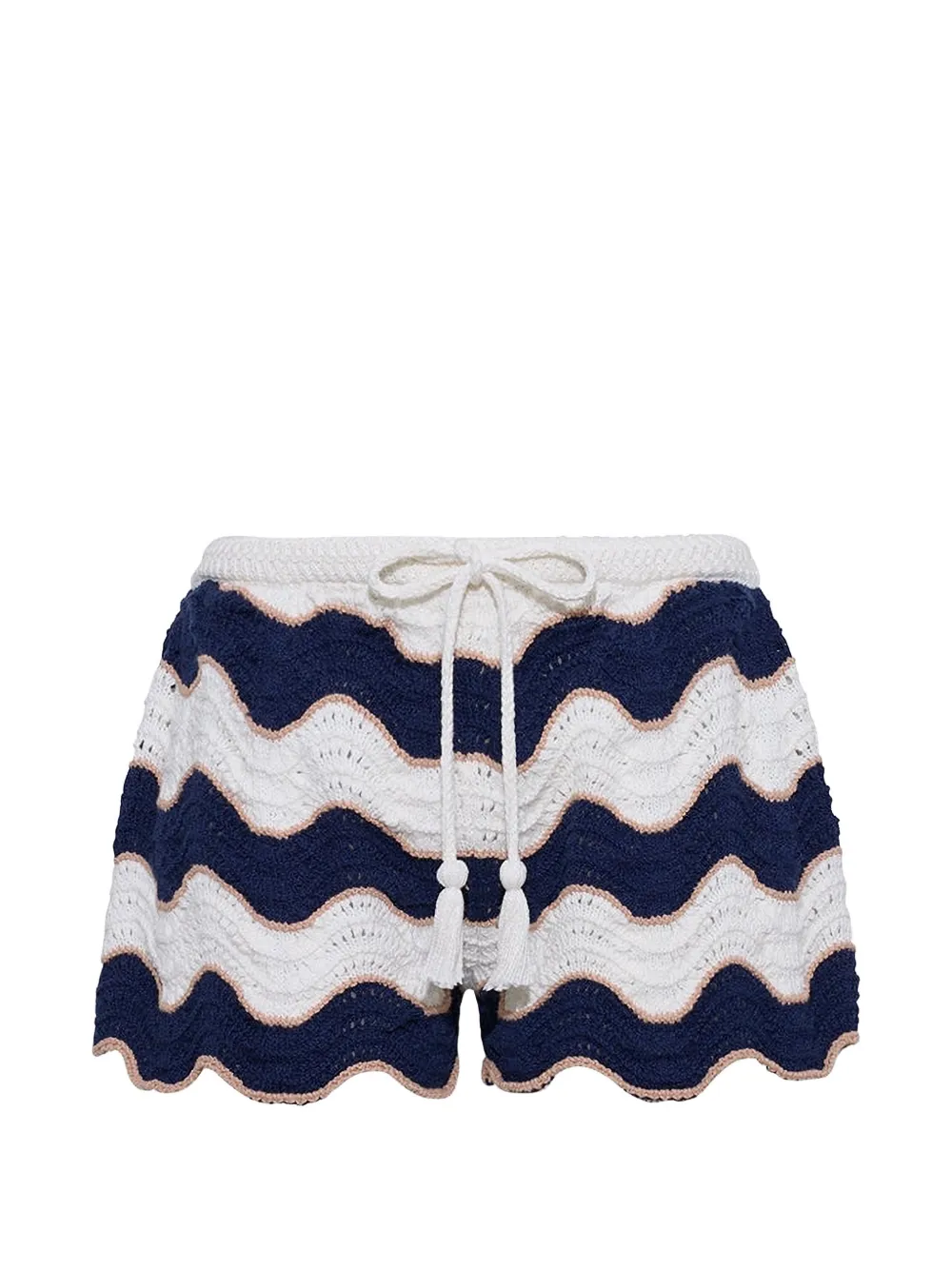 Cara Cara Aicha wave-stripe crochet shorts - Bianco