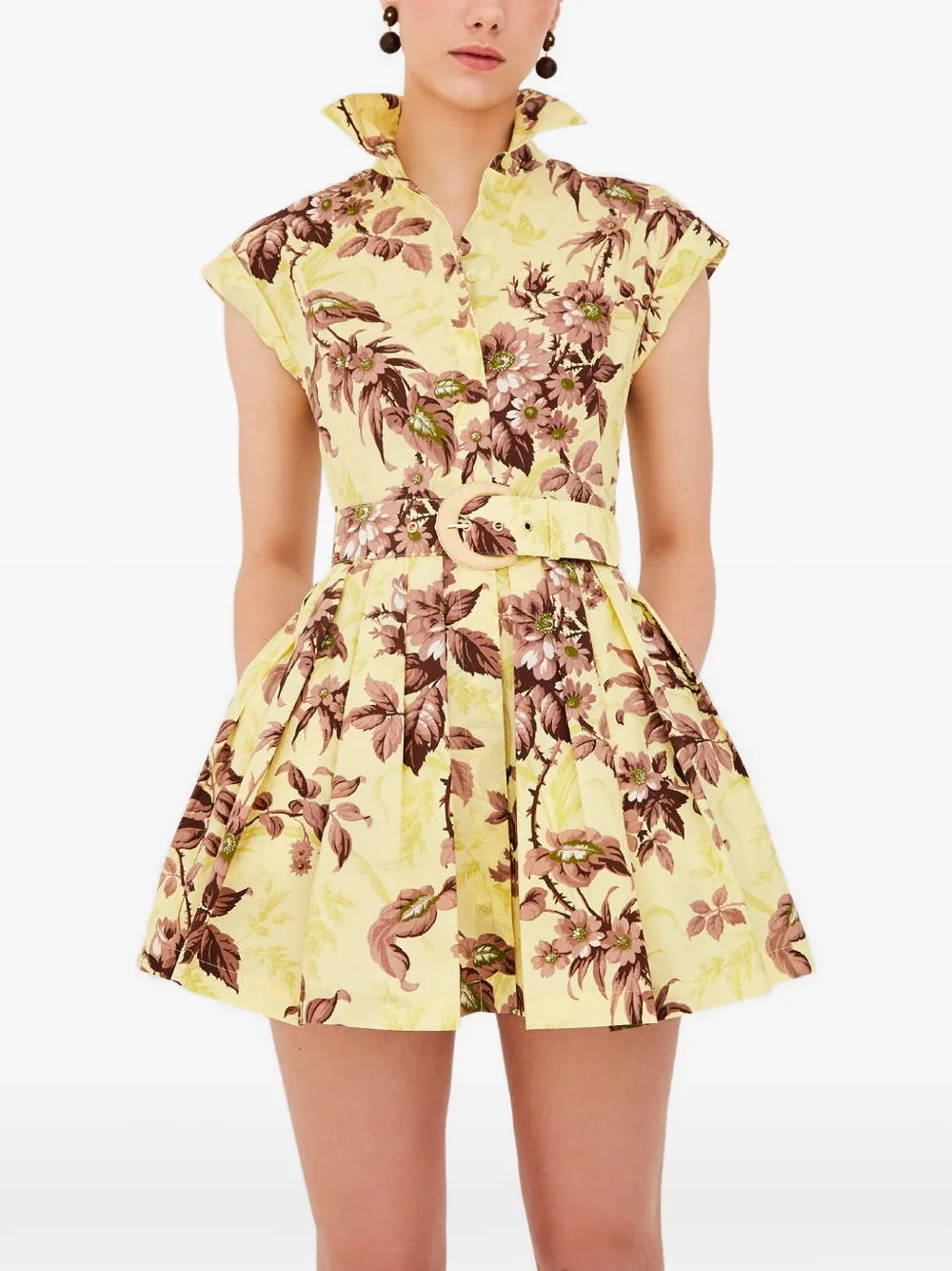 Cara Cara Octavia belted floral-print mini dress - Giallo