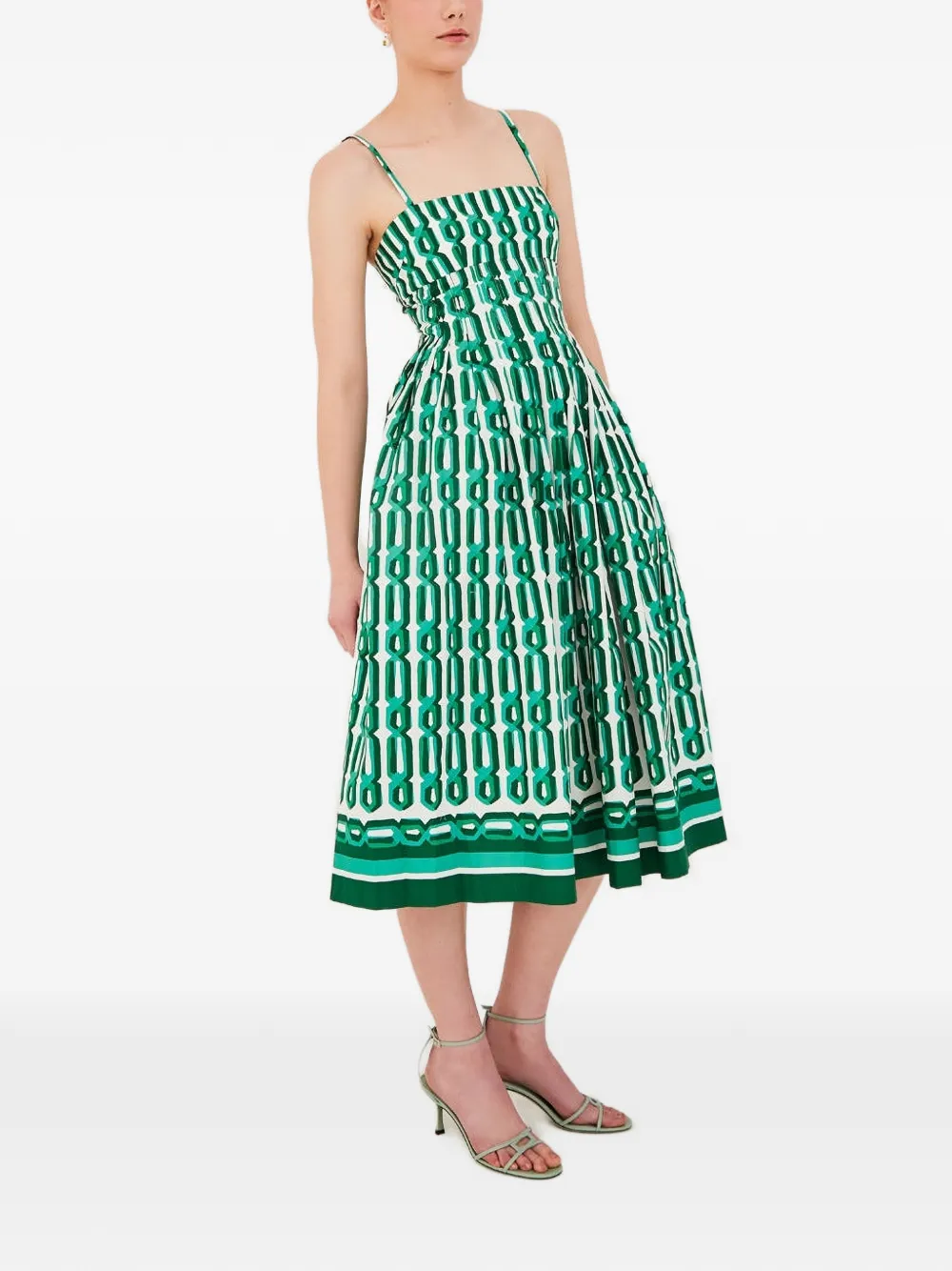 Cara Cara Abito midi Sea Island con stampa geometrica - Verde