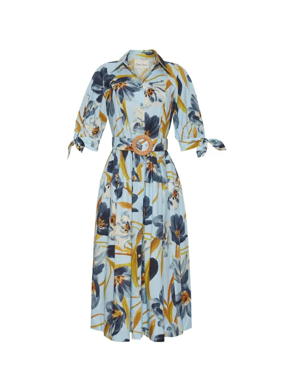 Cara Cara Caro short-sleeve Midi Dress | Blue | FARFETCH