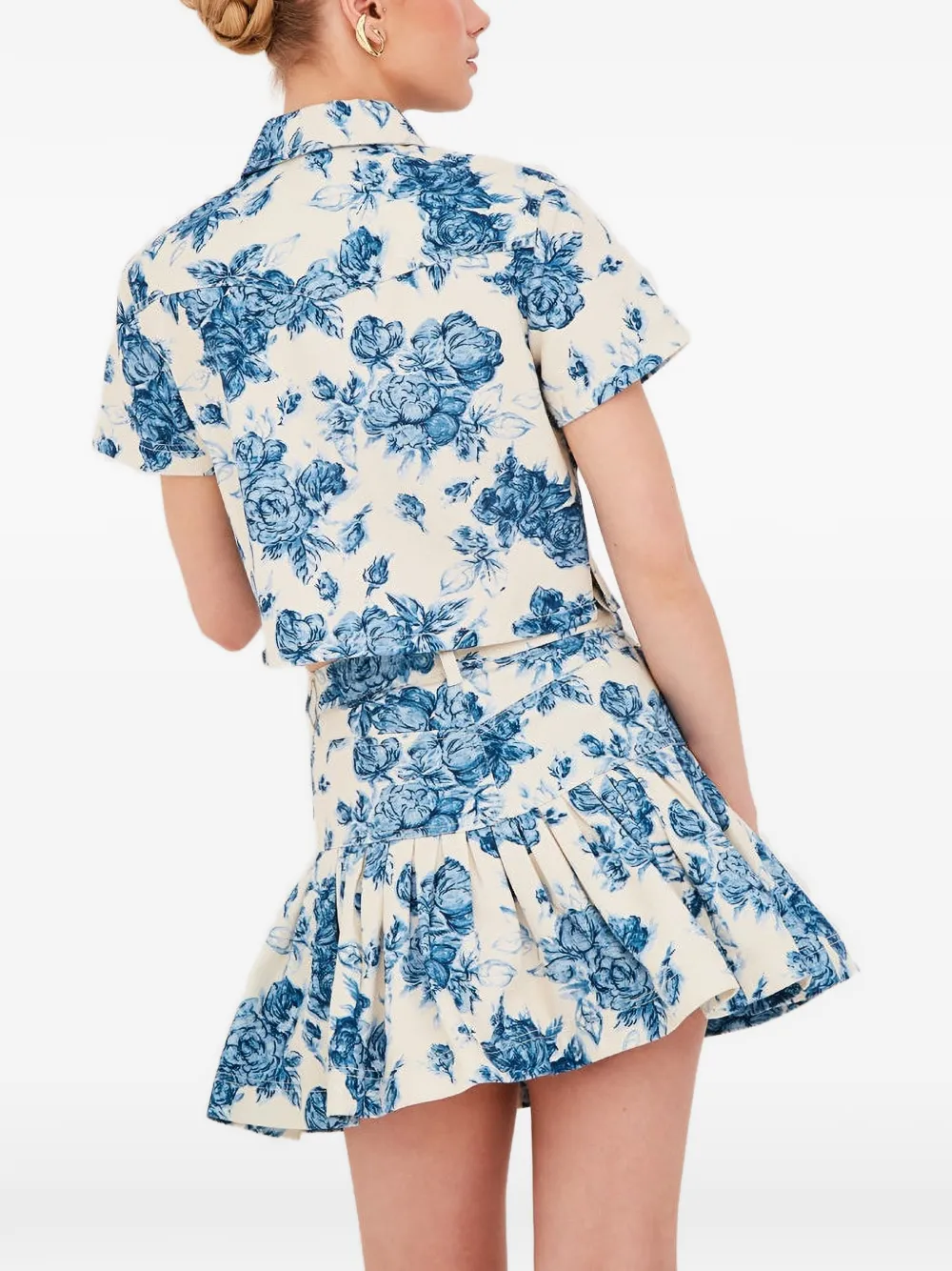  Cara Cara Paro Floral-pattern Cropped Shirt - Neutrals 