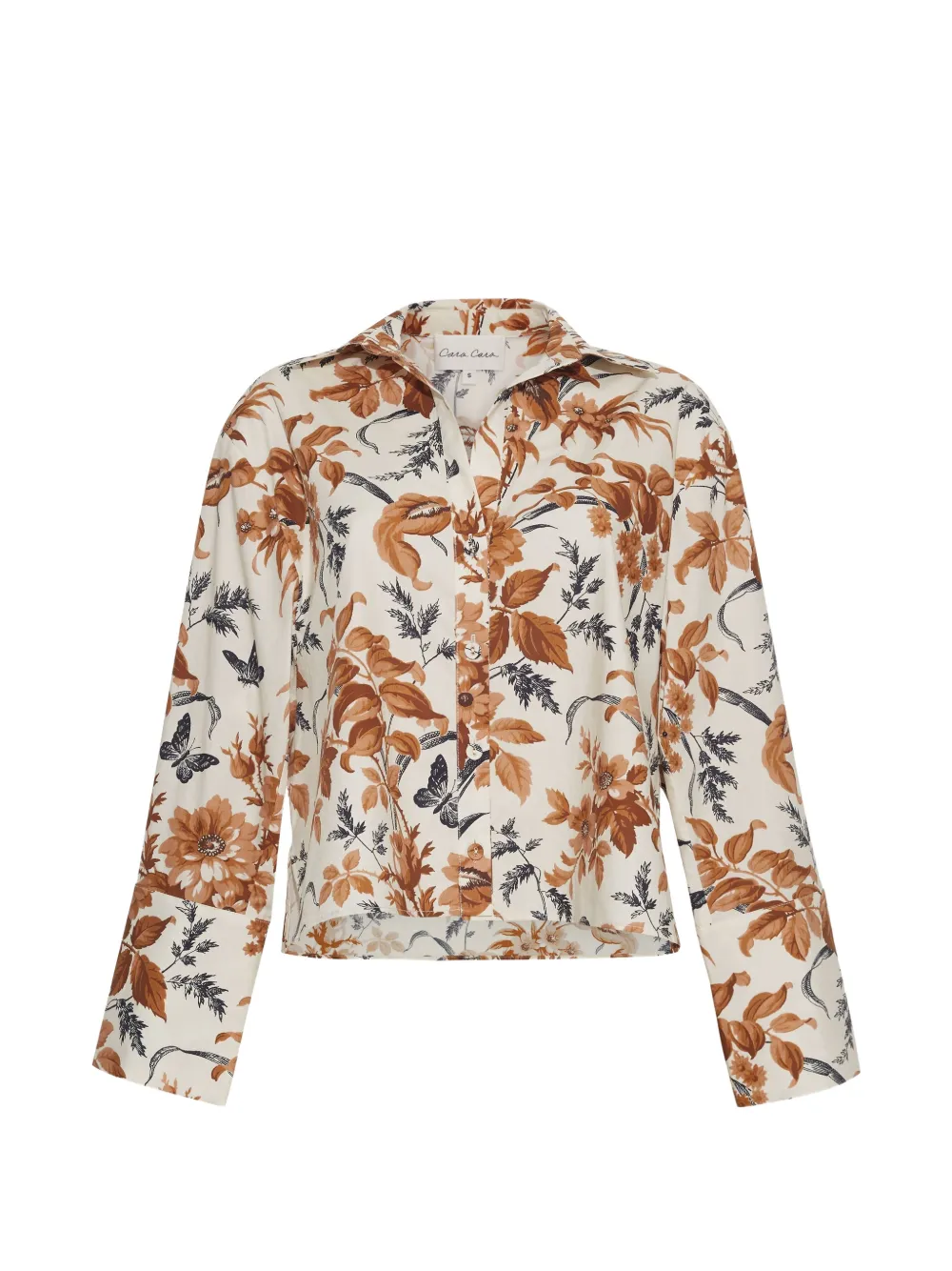 Cara Cara Henry floral-print shirt - Toni neutri