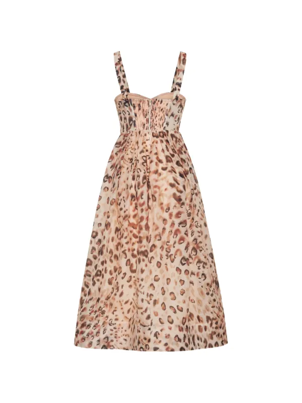 leopard corset dress Furlla Women Print Sweetheart Prom With Tiered Ruffles Furlla Official modern profile Leopard Corset Midi Dress from