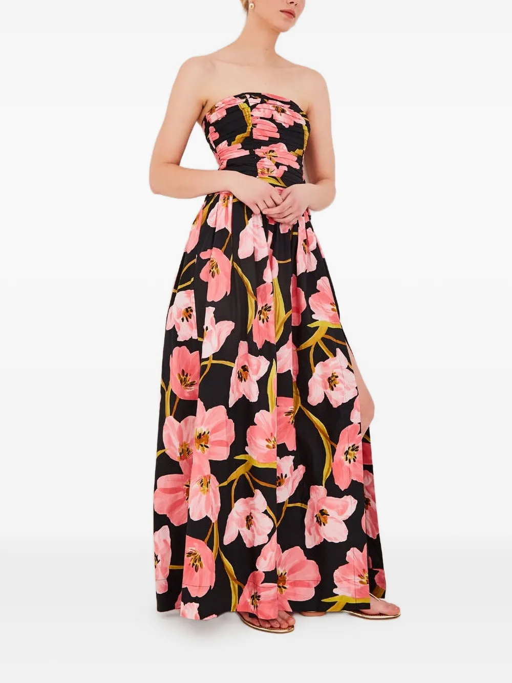 Cara Montreal strapless jurk met bloemenprint Zwart
