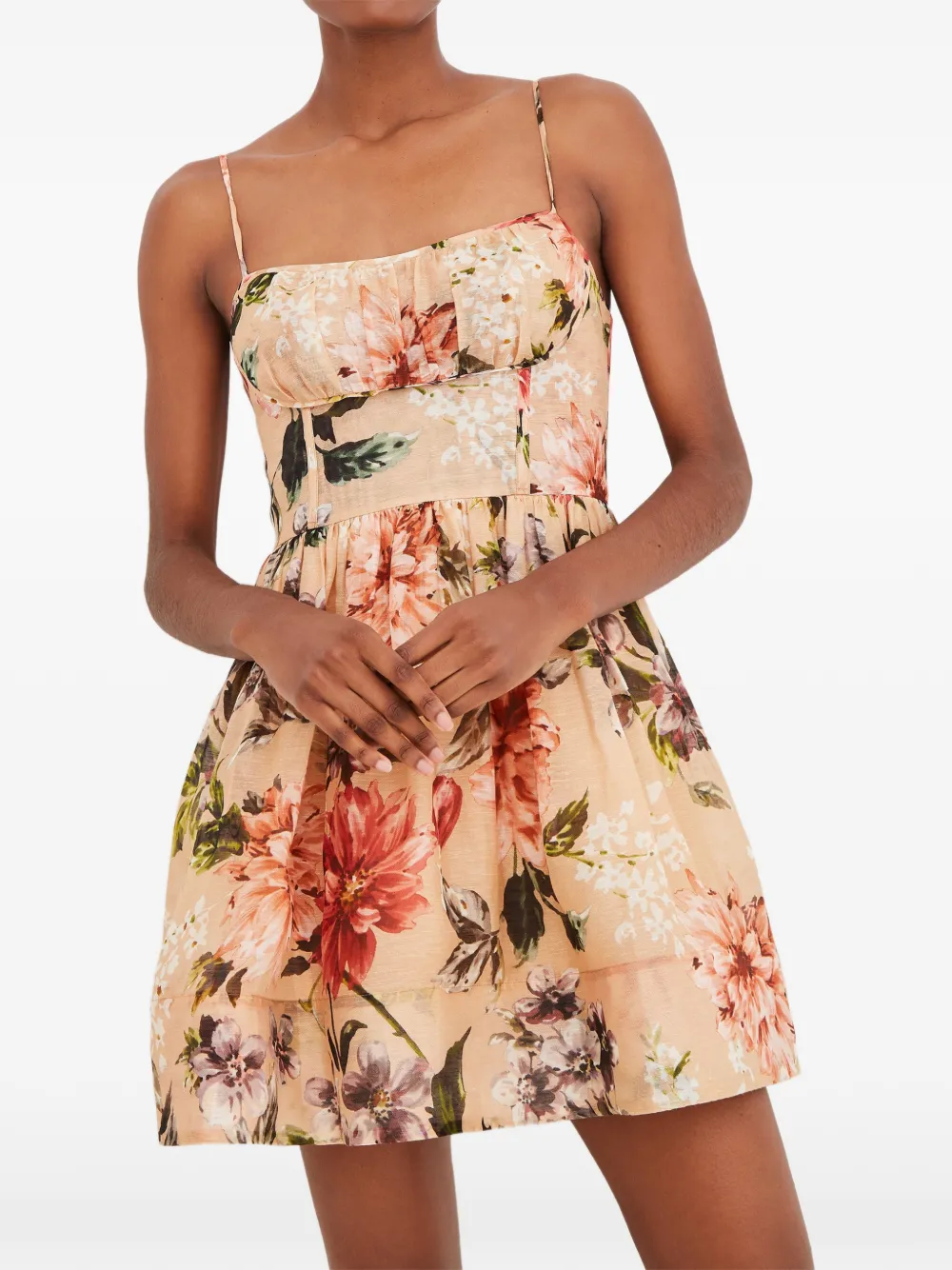 Cara Cara mini Alba ruffled dress - Toni neutri